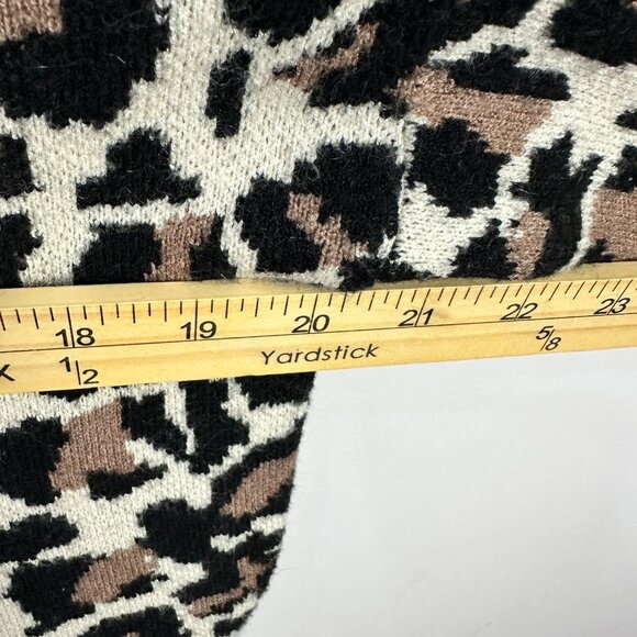 Line & Dot Leopard Sweater Women L Mock Neck Balloon Sleeve Animal Print Chic - Picture 4 of 7